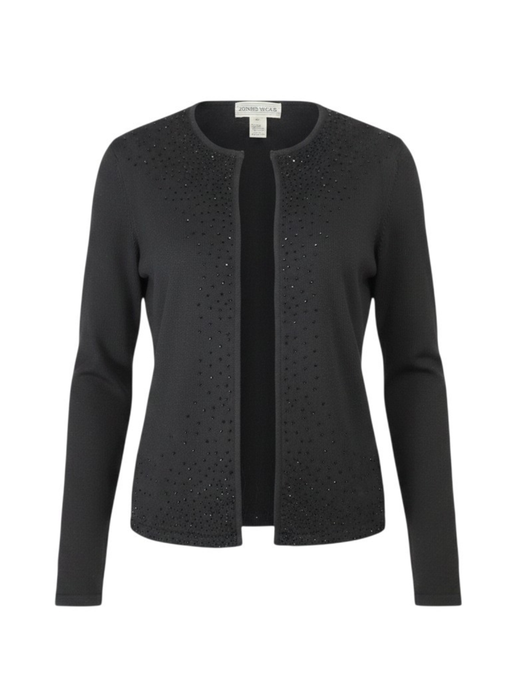 Jones Wear Black Embellished Open-Front Cardigan - Glitter - Size M